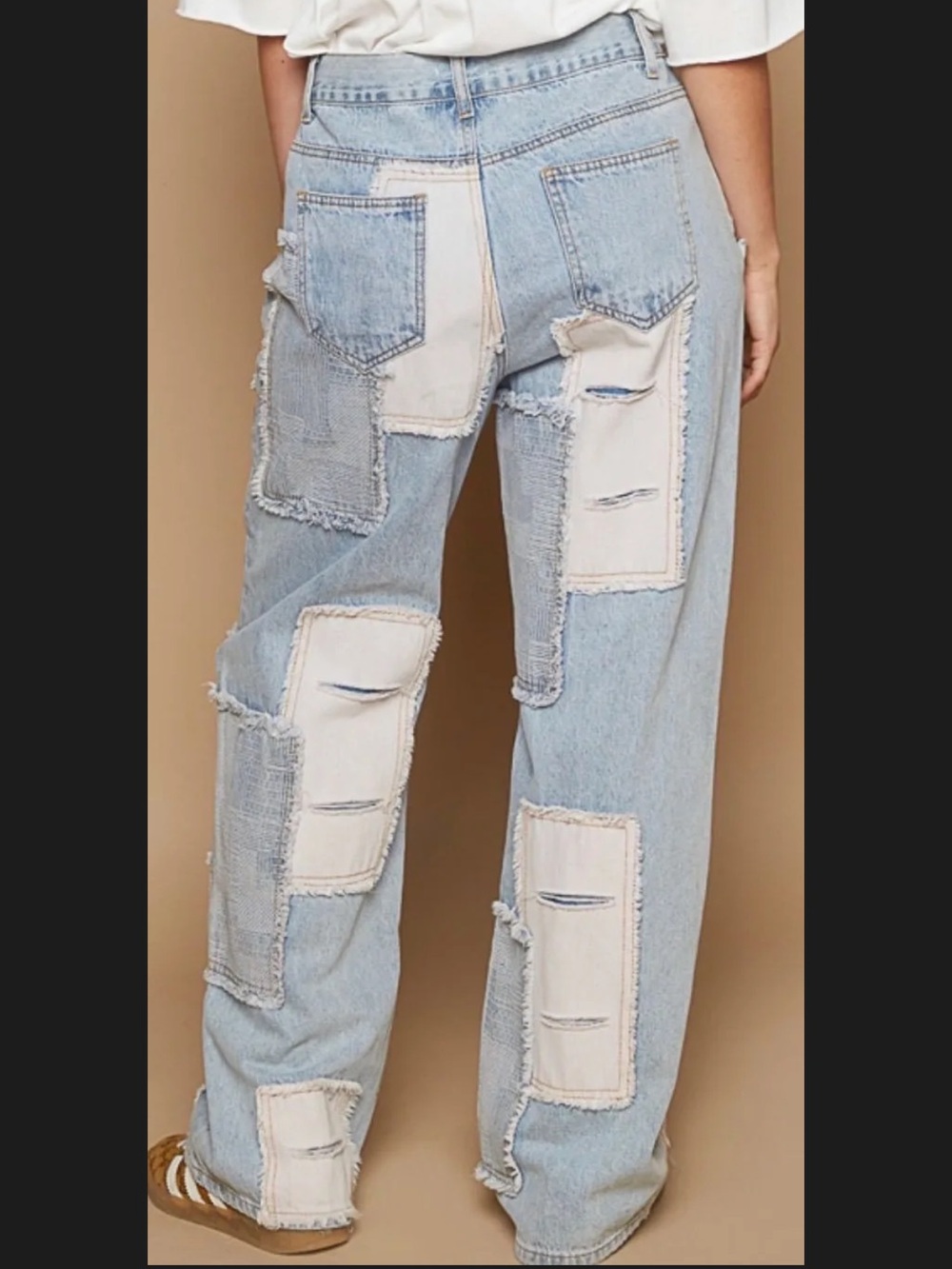 POL Light Blue Patchwork Straight Leg Jeans - Picture 3 of 3